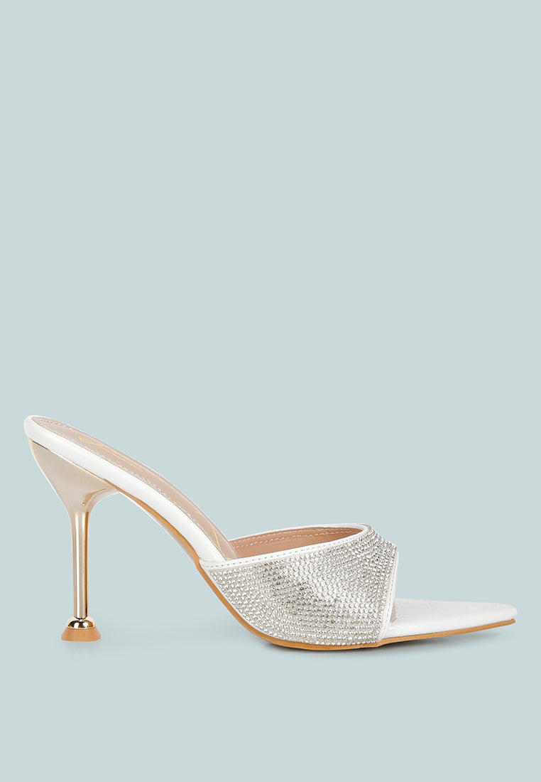 Sundai Rhinestone Embellished Stiletto Sandals - Tigbul's Variety Fashion Shop
