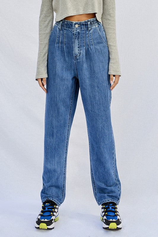 Super High Rise Pleated Mom Jeans - Tigbul's Variety Fashion Shop