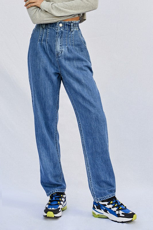 Super High Rise Pleated Mom Jeans - Tigbul's Variety Fashion Shop