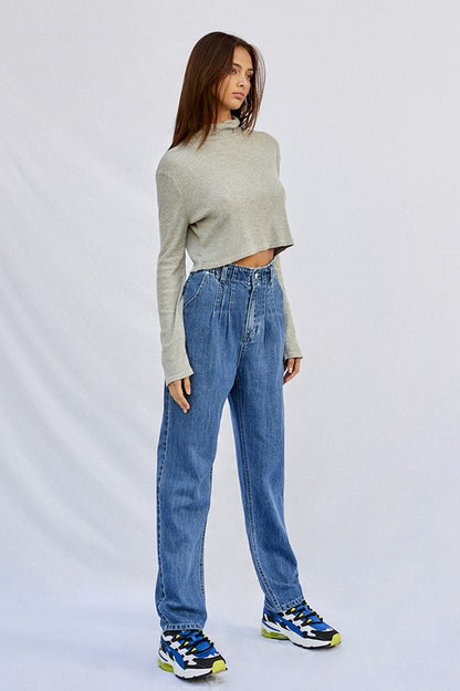 Super High Rise Pleated Mom Jeans - Tigbul's Variety Fashion Shop