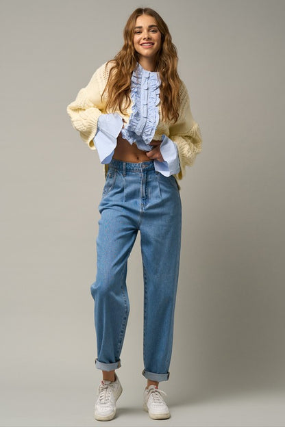 Super High Waist Slouch Jeans - Tigbul's Variety Fashion Shop