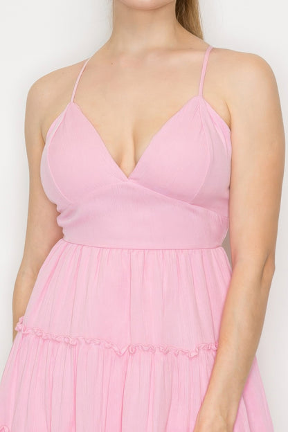 Sweetheart Back-tie Tiered Dress - Tigbul's Variety Fashion Shop