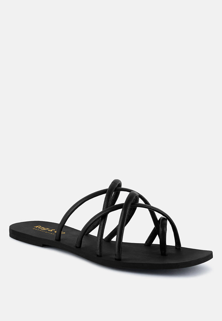 Sweetin Strappy Flat Slip On Sandals - Tigbul's Variety Fashion Shop