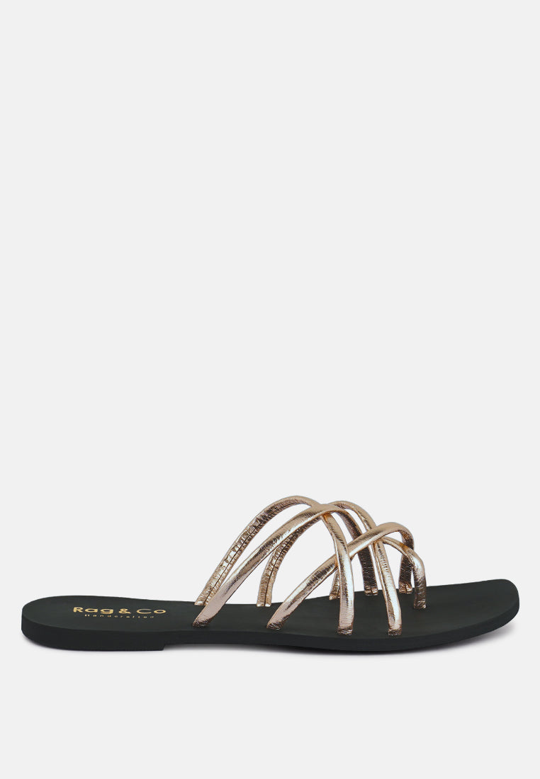Sweetin Strappy Flat Slip On Sandals - Tigbul's Variety Fashion Shop