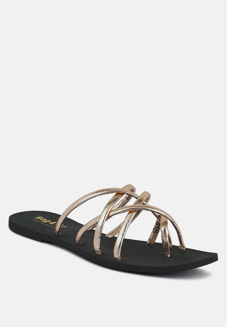 Sweetin Strappy Flat Slip On Sandals - Tigbul's Variety Fashion Shop