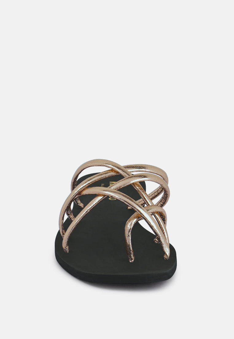 Sweetin Strappy Flat Slip On Sandals - Tigbul's Variety Fashion Shop