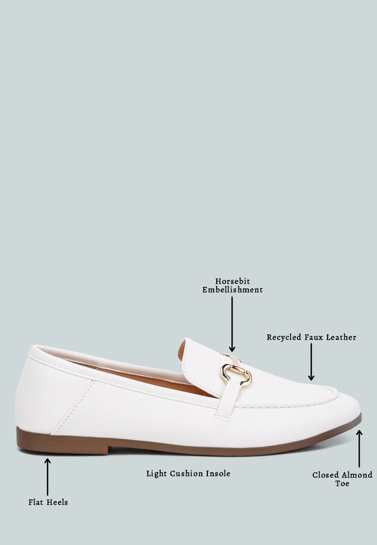 Talula Horsebit Embellished Faux Leather Loafers - Tigbul's Variety Fashion Shop