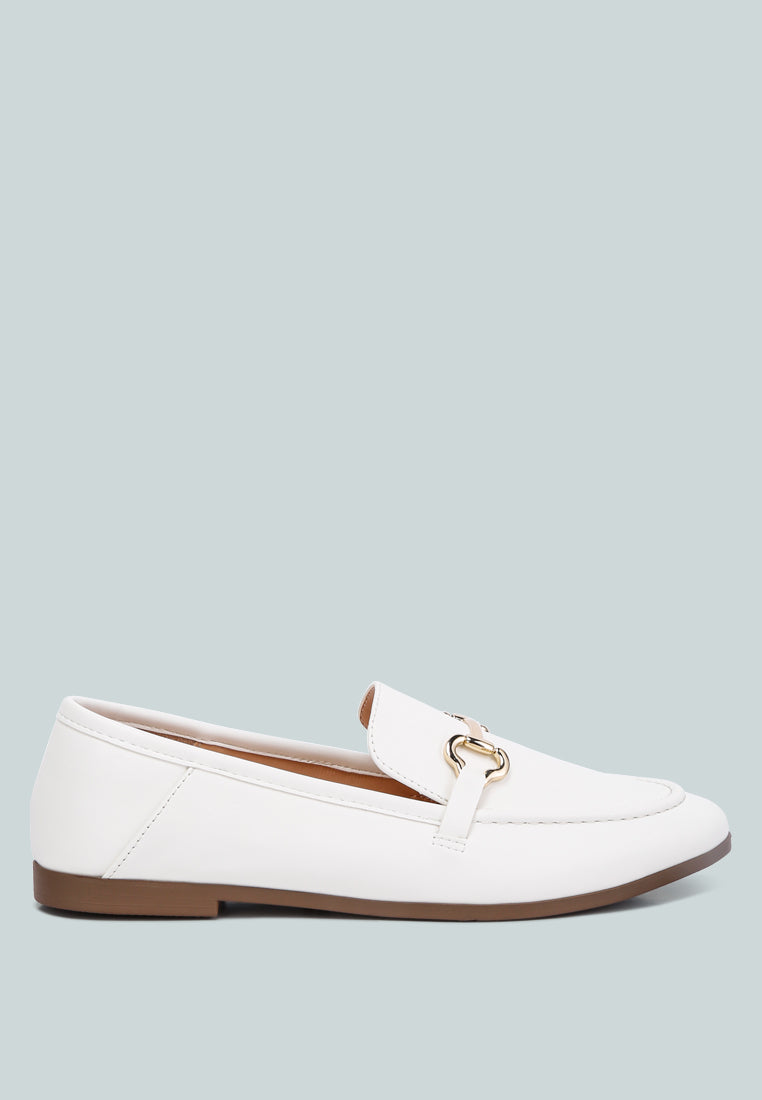 Talula Horsebit Embellished Faux Leather Loafers - Tigbul's Variety Fashion Shop