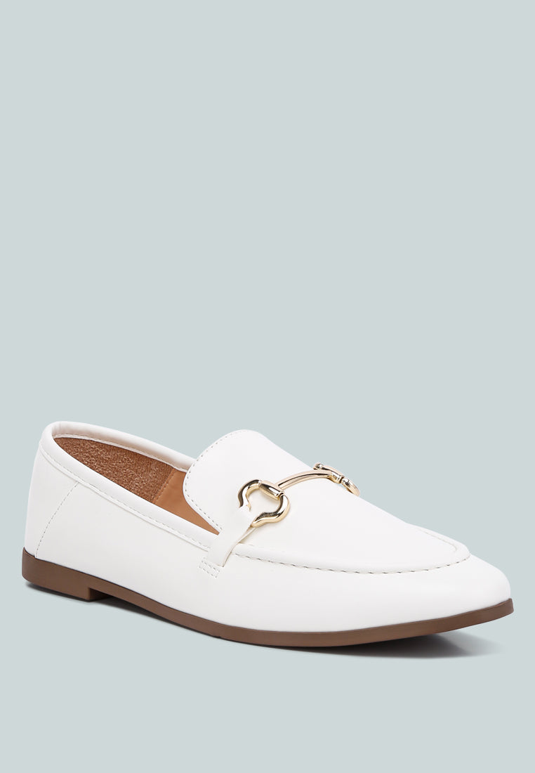 Talula Horsebit Embellished Faux Leather Loafers - Tigbul's Variety Fashion Shop