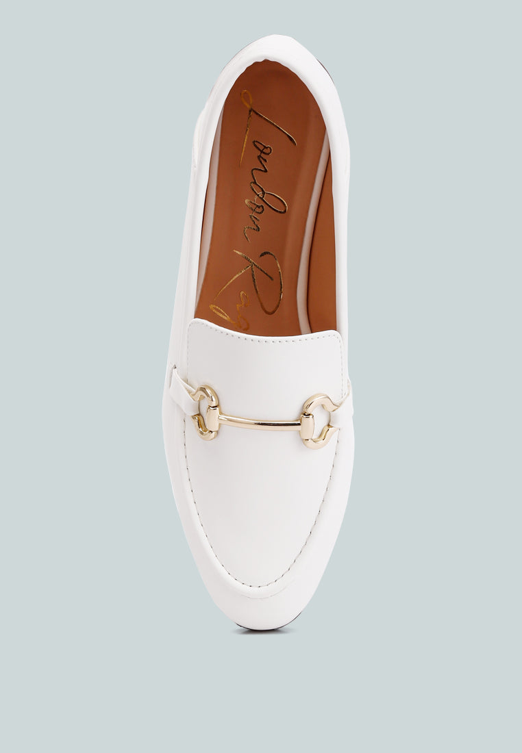 Talula Horsebit Embellished Faux Leather Loafers - Tigbul's Variety Fashion Shop