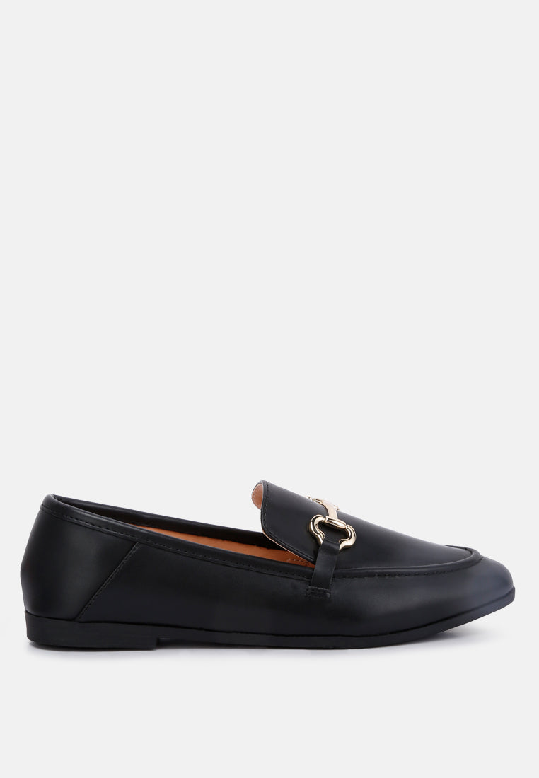 Talula Horsebit Embellished Faux Leather Loafers - Tigbul's Variety Fashion Shop