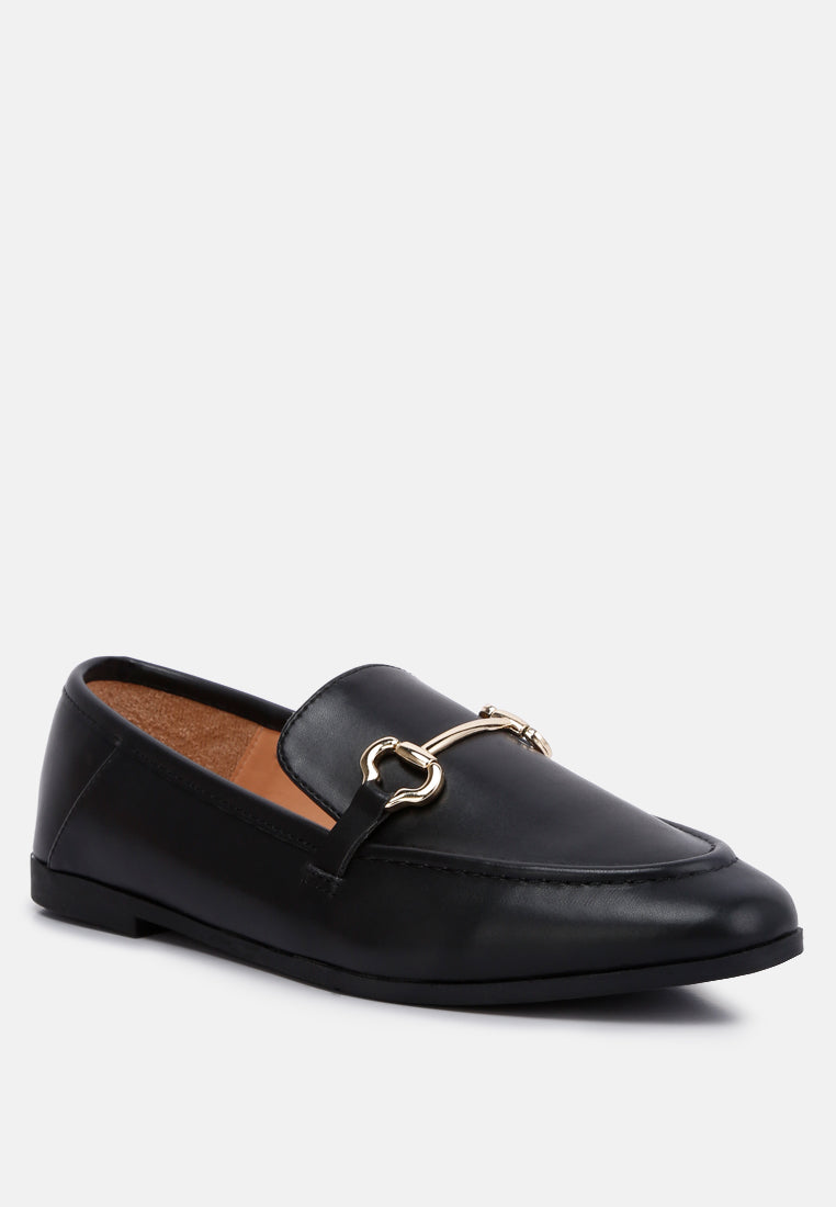 Talula Horsebit Embellished Faux Leather Loafers - Tigbul's Variety Fashion Shop