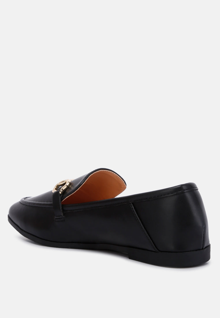 Talula Horsebit Embellished Faux Leather Loafers - Tigbul's Variety Fashion Shop