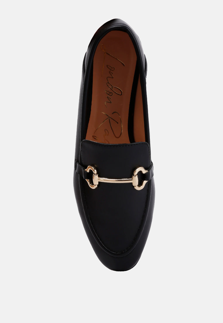 Talula Horsebit Embellished Faux Leather Loafers - Tigbul's Variety Fashion Shop