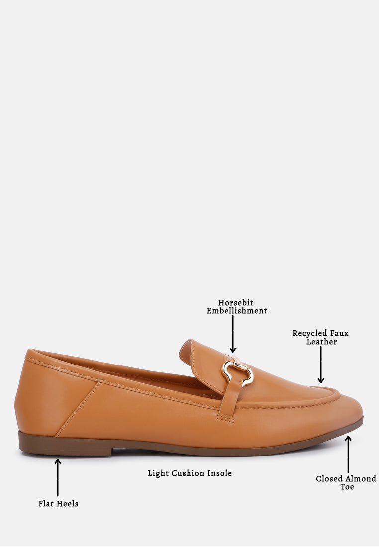 Talula Horsebit Embellished Faux Leather Loafers - Tigbul's Variety Fashion Shop