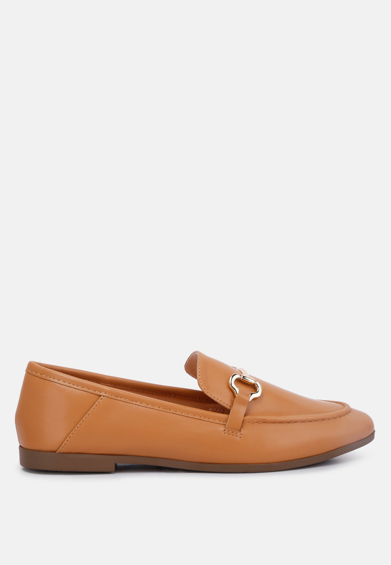 Talula Horsebit Embellished Faux Leather Loafers - Tigbul's Variety Fashion Shop