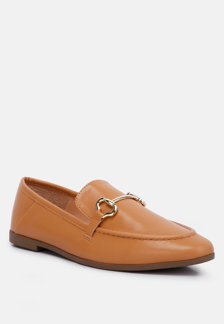 Talula Horsebit Embellished Faux Leather Loafers - Tigbul's Variety Fashion Shop