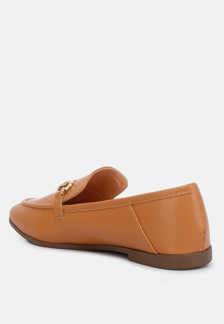 Talula Horsebit Embellished Faux Leather Loafers - Tigbul's Variety Fashion Shop