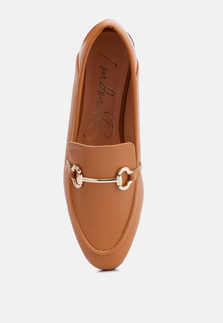 Talula Horsebit Embellished Faux Leather Loafers - Tigbul's Variety Fashion Shop