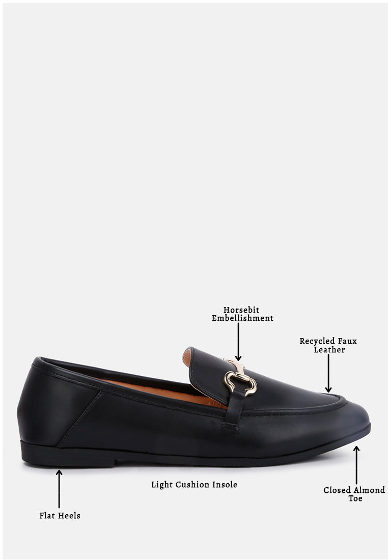 Talula Horsebit Embellished Faux Leather Loafers - Tigbul's Variety Fashion Shop