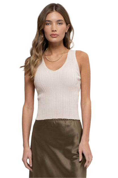 Sleeveless V Neck Sweater Knit Top - Tigbul's Variety Fashion Shop