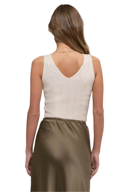 Sleeveless V Neck Sweater Knit Top - Tigbul's Variety Fashion Shop