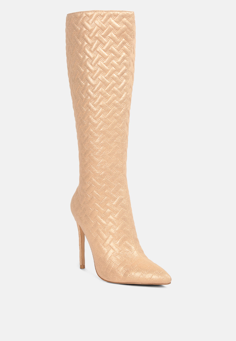 Tinkles Embossed High Heeled Calf Boots - Tigbul's Variety Fashion Shop