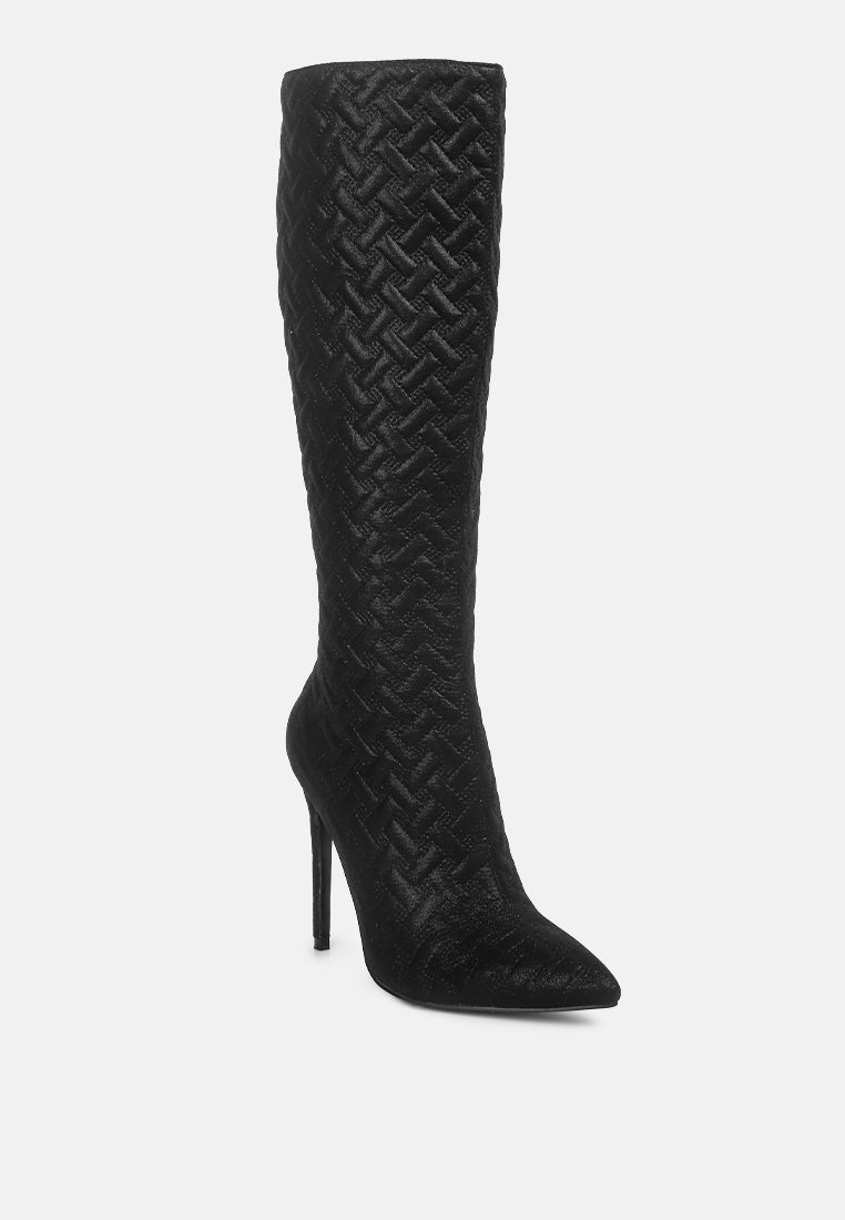 Tinkles Embossed High Heeled Calf Boots - Tigbul's Variety Fashion Shop