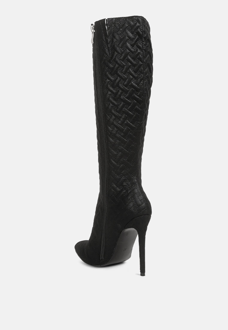 Tinkles Embossed High Heeled Calf Boots - Tigbul's Variety Fashion Shop