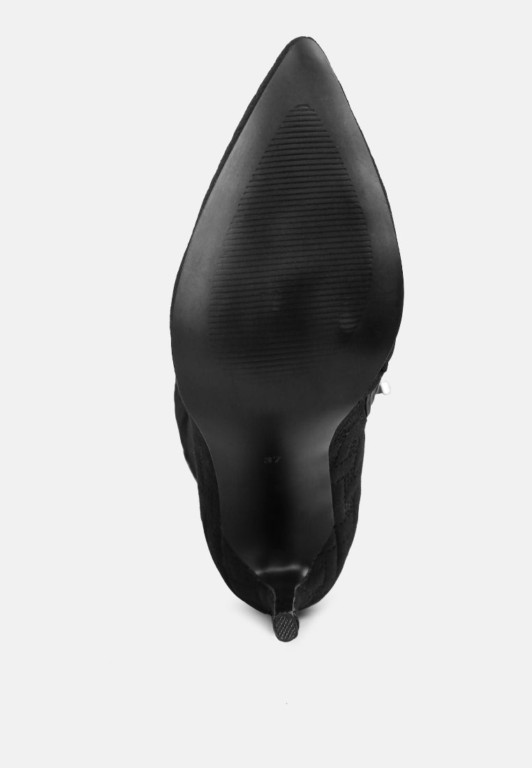 Tinkles Embossed High Heeled Calf Boots - Tigbul's Variety Fashion Shop