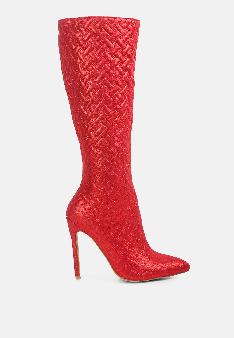 Tinkles Embossed High Heeled Calf Boots - Tigbul's Variety Fashion Shop