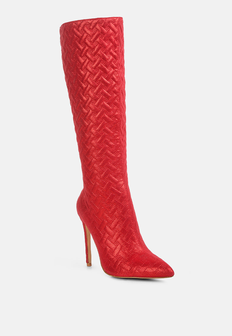 Tinkles Embossed High Heeled Calf Boots - Tigbul's Variety Fashion Shop
