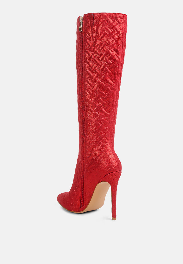 Tinkles Embossed High Heeled Calf Boots - Tigbul's Variety Fashion Shop