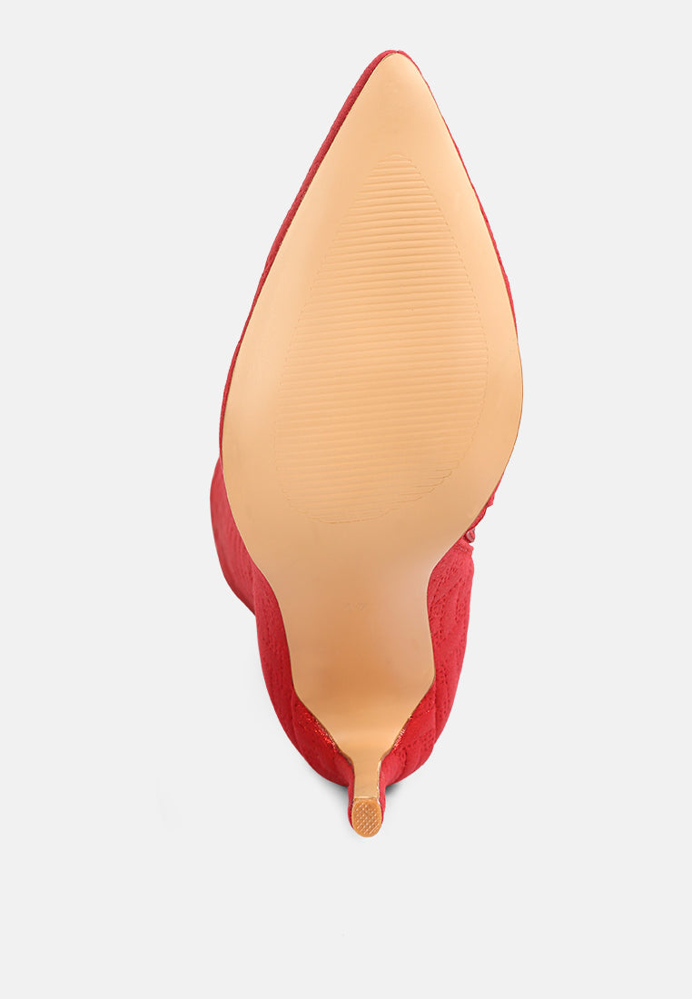 Tinkles Embossed High Heeled Calf Boots - Tigbul's Variety Fashion Shop