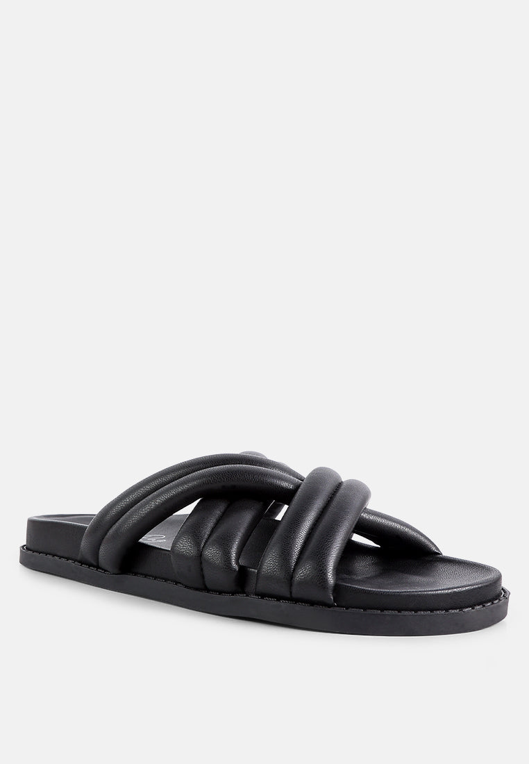 Tora Quilted Strap Slider Flats - Tigbul's Variety Fashion Shop
