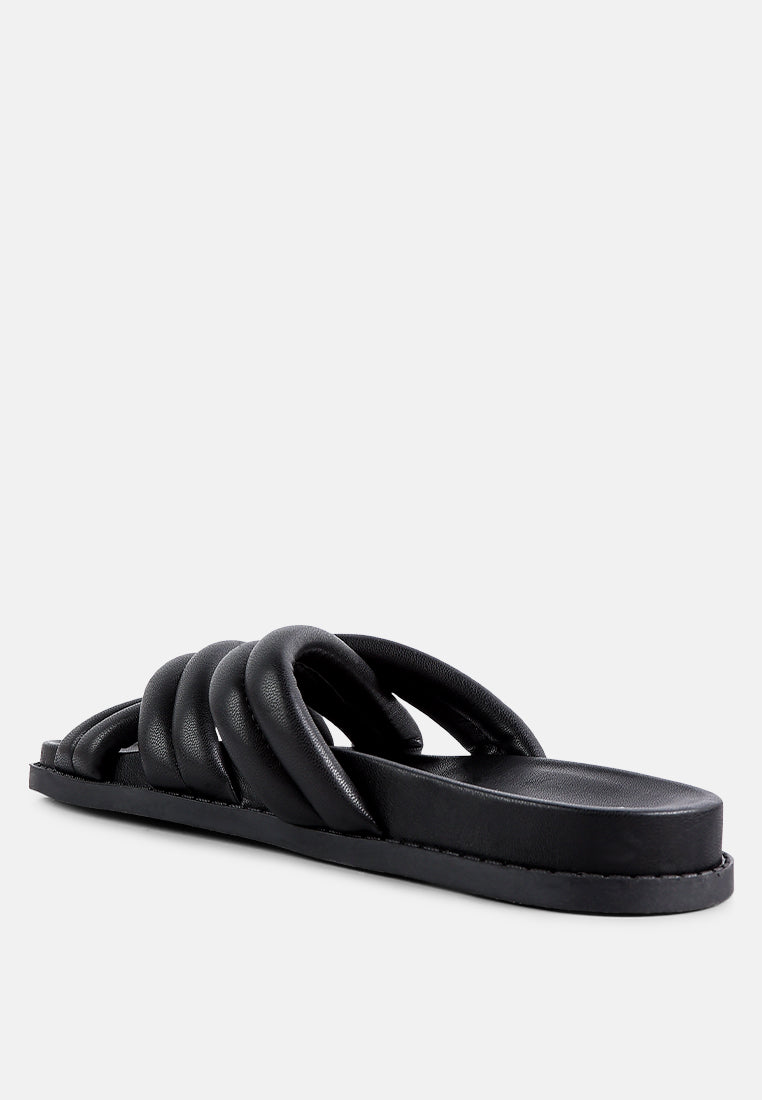 Tora Quilted Strap Slider Flats - Tigbul's Variety Fashion Shop