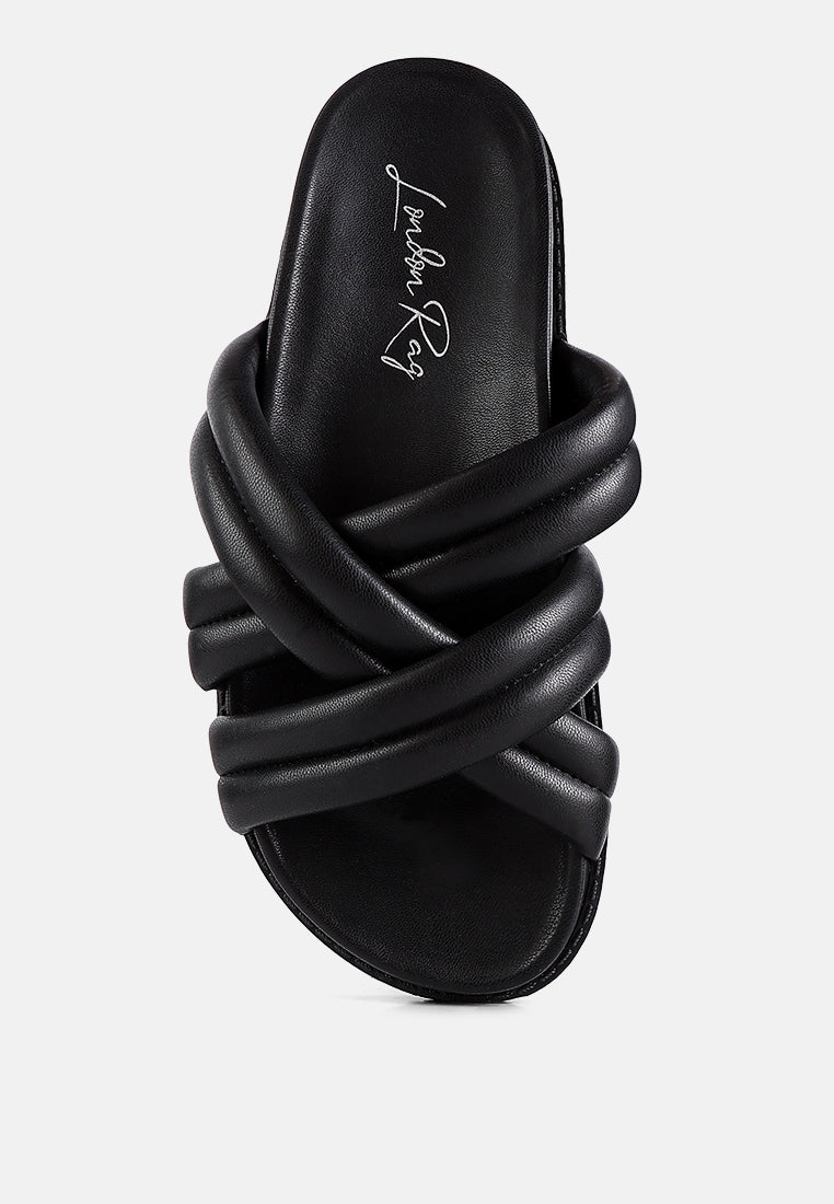 Tora Quilted Strap Slider Flats - Tigbul's Variety Fashion Shop