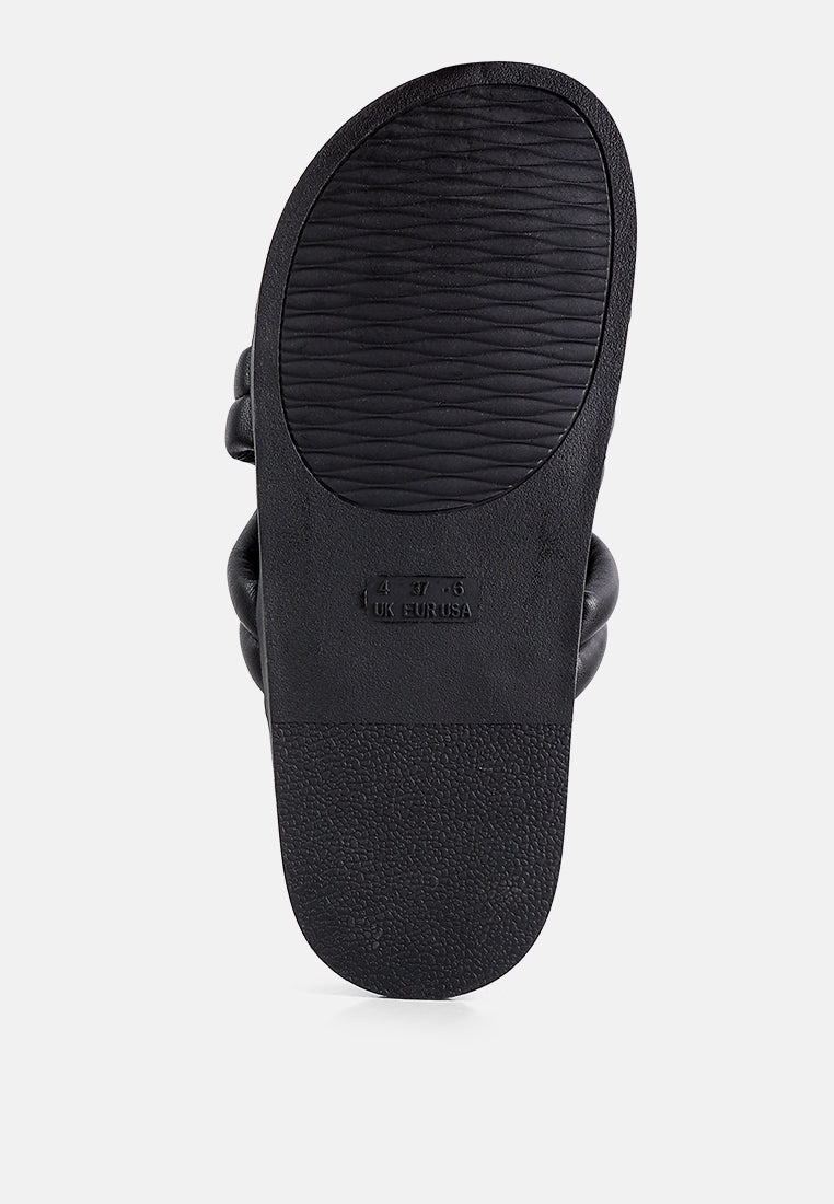 Tora Quilted Strap Slider Flats - Tigbul's Variety Fashion Shop