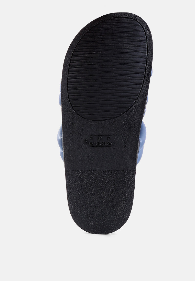 Tora Quilted Strap Slider Flats - Tigbul's Variety Fashion Shop