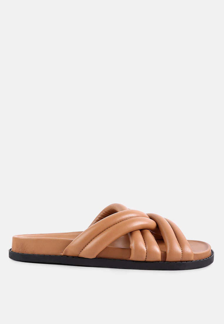 Tora Quilted Strap Slider Flats - Tigbul's Variety Fashion Shop