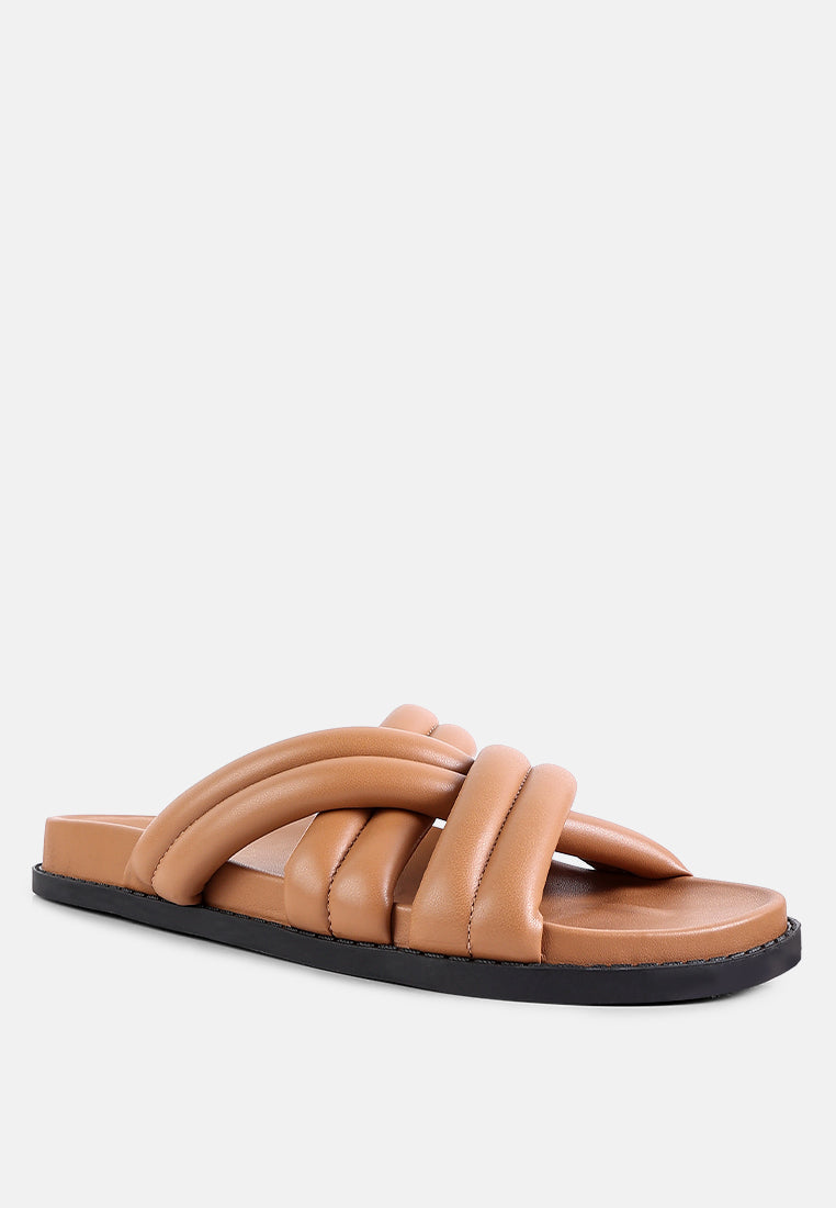 Tora Quilted Strap Slider Flats - Tigbul's Variety Fashion Shop