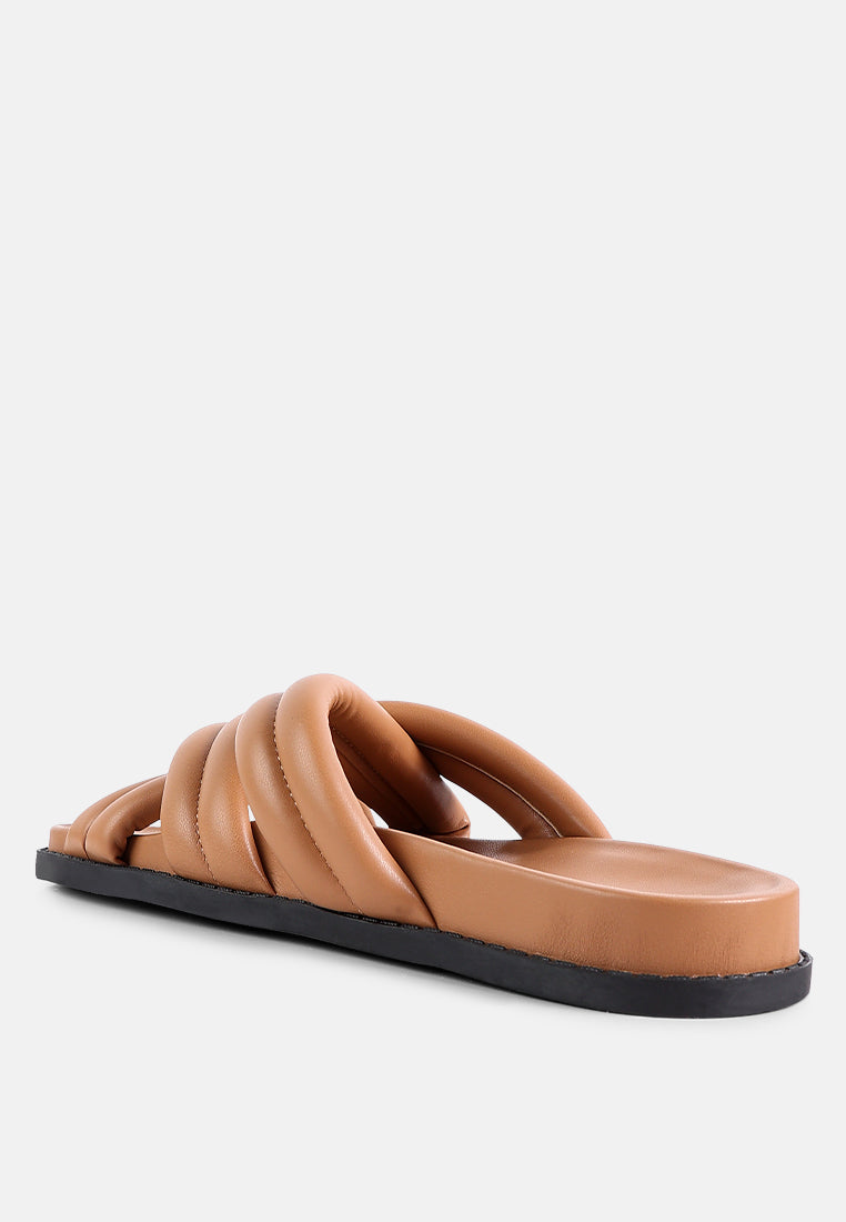 Tora Quilted Strap Slider Flats - Tigbul's Variety Fashion Shop