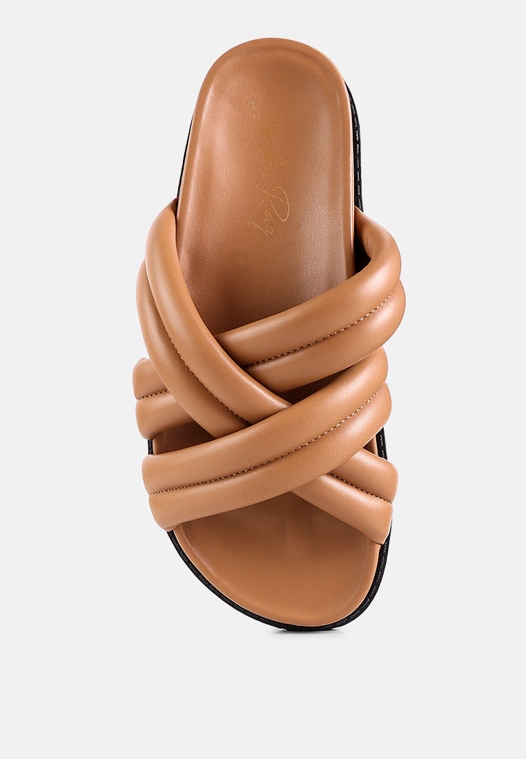 Tora Quilted Strap Slider Flats - Tigbul's Variety Fashion Shop
