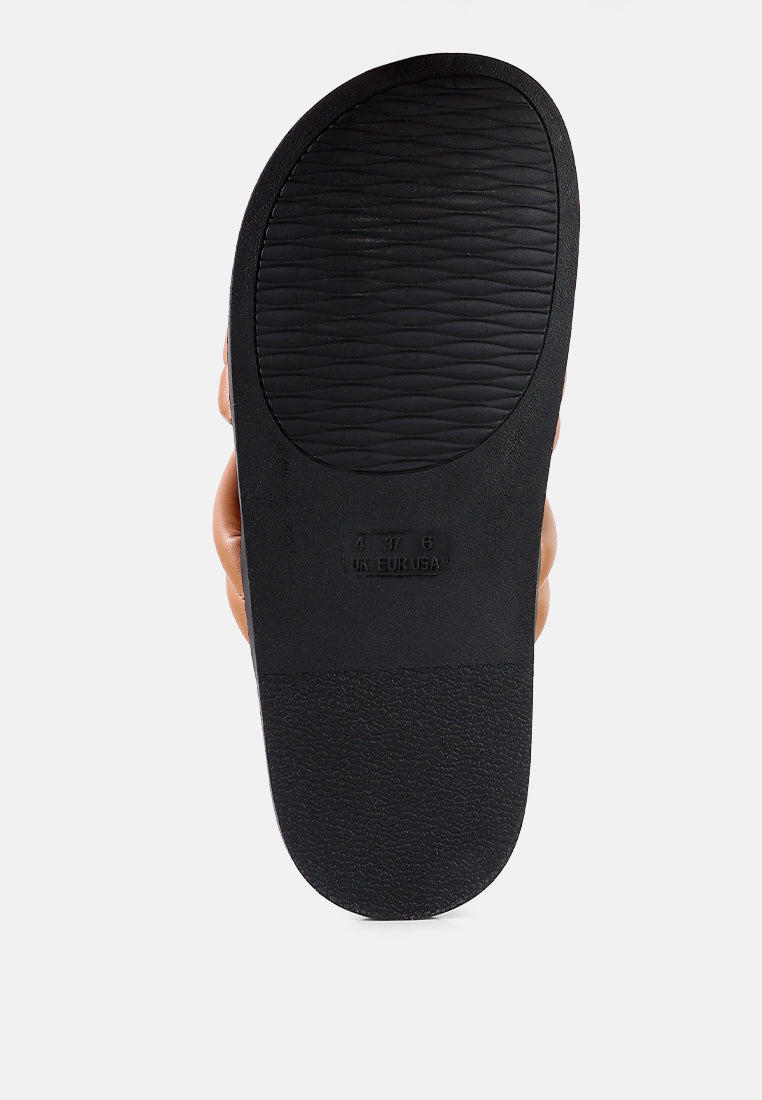 Tora Quilted Strap Slider Flats - Tigbul's Variety Fashion Shop