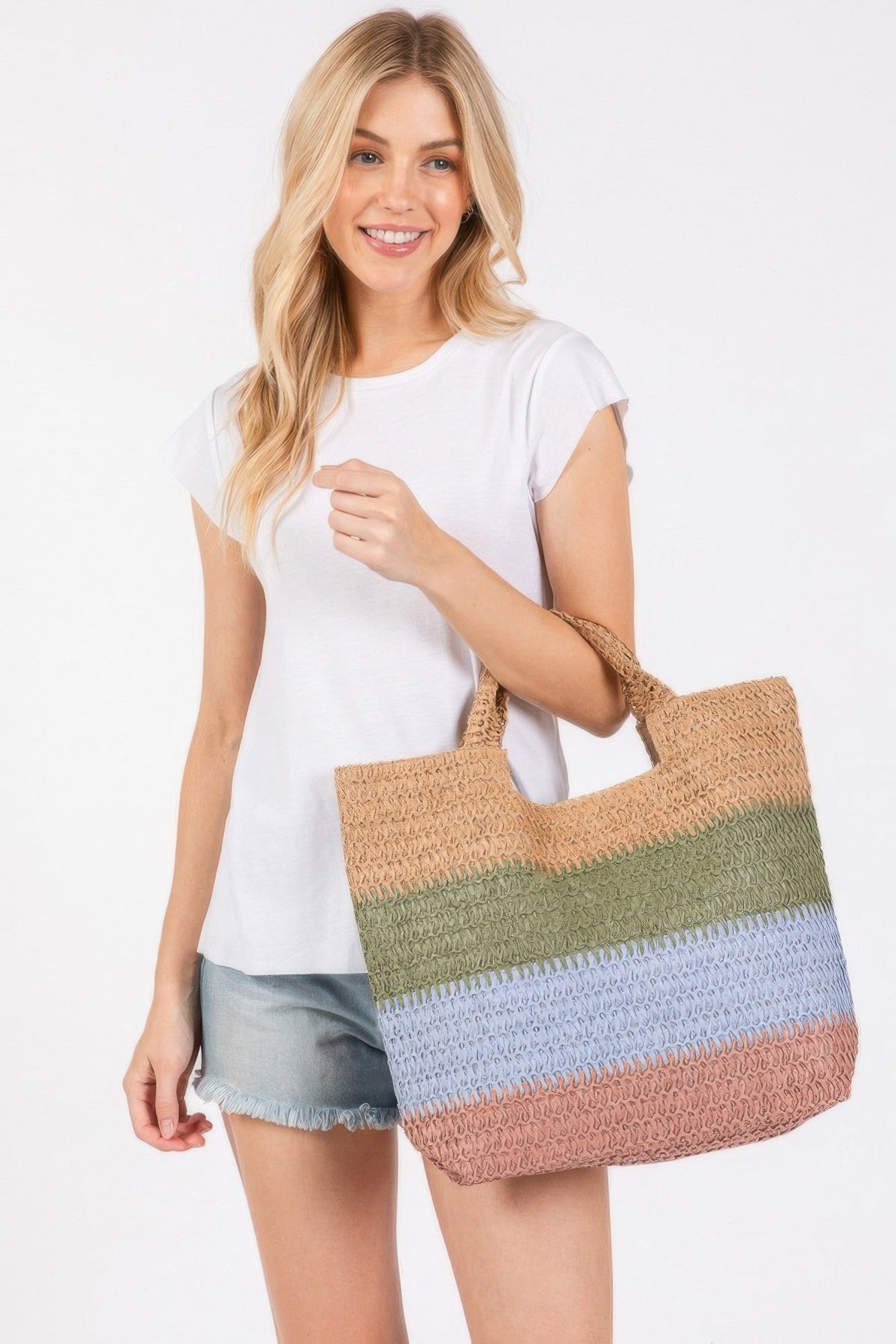 Multi Color Stripe Tote Bag - Tigbul's Variety Fashion Shop