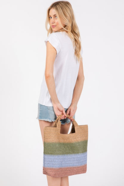 Multi Color Stripe Tote Bag - Tigbul's Variety Fashion Shop