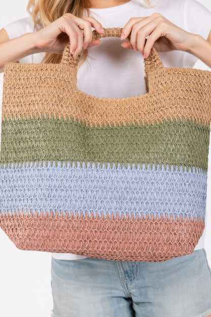 Multi Color Stripe Tote Bag - Tigbul's Variety Fashion Shop