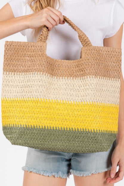 Multi Color Stripe Tote Bag - Tigbul's Variety Fashion Shop