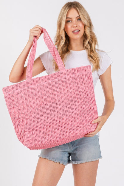 Solid Crochet Straw Bag - Tigbul's Variety Fashion Shop