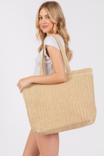 Solid Crochet Straw Bag - Tigbul's Variety Fashion Shop